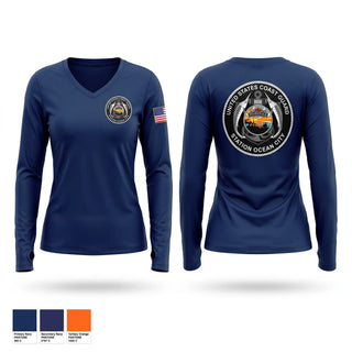 Womens Long Sleeve Vneck Shirt, Station Ocean City, Coast Guard, Teamtime, Team time, sublimation, custom sports apparel, team uniforms, spirit wear, spiritwear, sports uniforms, custom shirts, team store, custom team store, fundraiser sports, apparel fundraiser