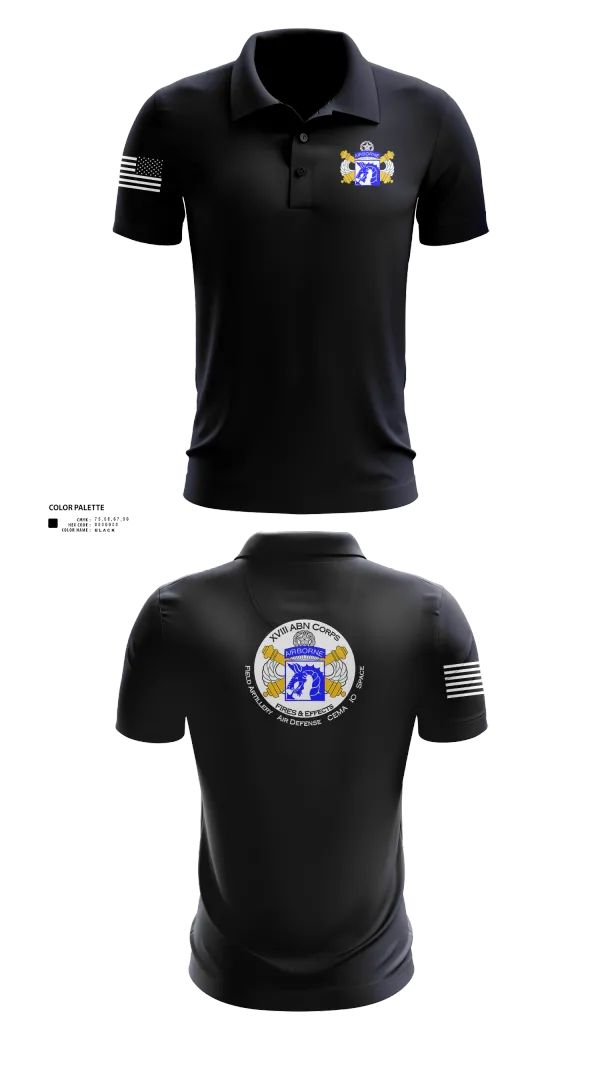 Short Sleeve Performance Polo, XVIII Airborne Corps G34 FIRES, Army, Teamtime, Team time, sublimation, custom sports apparel, team uniforms, spirit wear, spiritwear, sports uniforms, custom shirts, team store, custom team store, fundraiser sports, apparel fundraiser