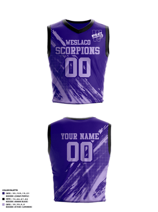 Womens Basketball Jersey, Weslaco Scorpions, Men's Basketball, Teamtime, Team time, sublimation, custom sports apparel, team uniforms, spirit wear, spiritwear, sports uniforms, custom shirts, team store, custom team store, fundraiser sports, apparel fundraiser