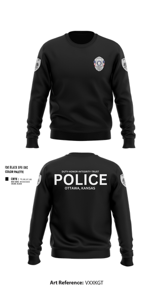 Crew Neck Sweatshirt, Ottawa, Kansas Police Department, Police, Teamtime, Team time, sublimation, custom sports apparel, team uniforms, spirit wear, spiritwear, sports uniforms, custom shirts, team store, custom team store, fundraiser sports, apparel fundraiser