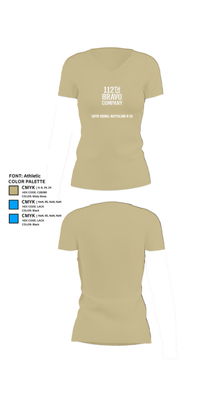 Womens Short Sleeve Vneck Shirt, 112th Signal Battalion B CO, , Teamtime, Team time, sublimation, custom sports apparel, team uniforms, spirit wear, spiritwear, sports uniforms, custom shirts, team store, custom team store, fundraiser sports, apparel fundraiser