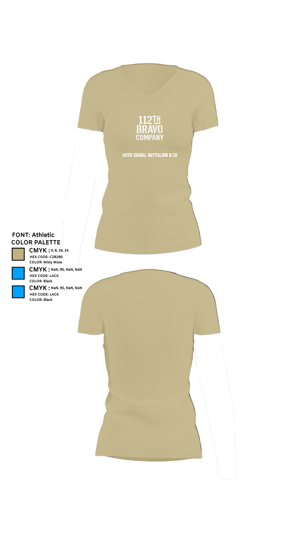 Womens Short Sleeve Vneck Shirt, 112th Signal Battalion B CO, , Teamtime, Team time, sublimation, custom sports apparel, team uniforms, spirit wear, spiritwear, sports uniforms, custom shirts, team store, custom team store, fundraiser sports, apparel fundraiser