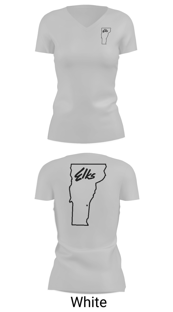 Womens Short Sleeve Vneck Shirt, Vermont Elks Association, , Teamtime, Team time, sublimation, custom sports apparel, team uniforms, spirit wear, spiritwear, sports uniforms, custom shirts, team store, custom team store, fundraiser sports, apparel fundraiser