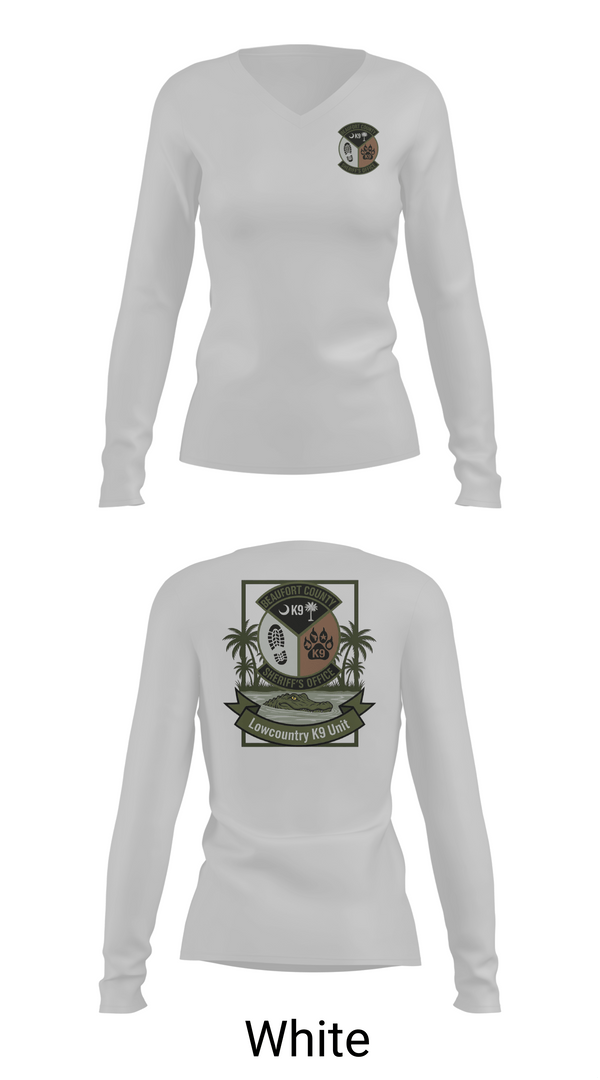 Womens Long Sleeve Vneck Shirt, Lowcountry K-9 Unit, Police, Teamtime, Team time, sublimation, custom sports apparel, team uniforms, spirit wear, spiritwear, sports uniforms, custom shirts, team store, custom team store, fundraiser sports, apparel fundraiser