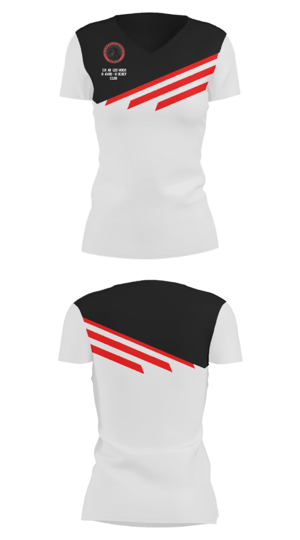 Women's Short Sleeve Vneck Shirt, Charleswood Hawks-Hockey Club, Ice Hockey, Teamtime, Team time, sublimation, custom sports apparel, team uniforms, spirit wear, spiritwear, sports uniforms, custom shirts, team store, custom team store, fundraiser sports, apparel fundraiser