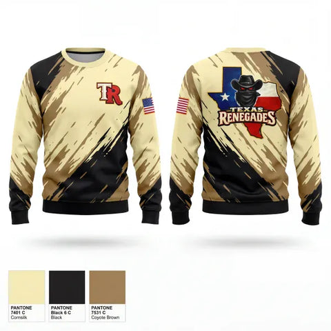 Crew Neck Sweatshirt, Texas Renegades, Baseball, Teamtime, Team time, sublimation, custom sports apparel, team uniforms, spirit wear, spiritwear, sports uniforms, custom shirts, team store, custom team store, fundraiser sports, apparel fundraiser