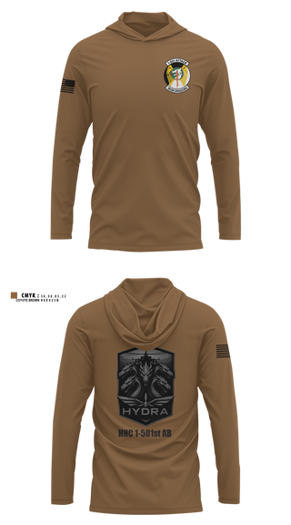 Long Sleeve Performance Shirt with hood, HHC/1-501 AB, Army, Teamtime, Team time, sublimation, custom sports apparel, team uniforms, spirit wear, spiritwear, sports uniforms, custom shirts, team store, custom team store, fundraiser sports, apparel fundraiser