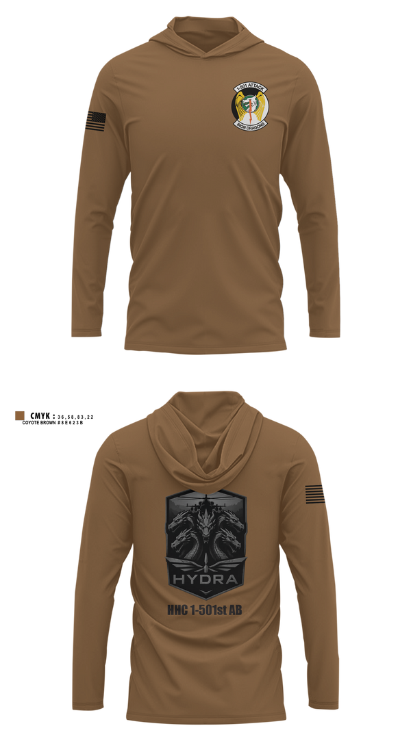 Long Sleeve Performance Shirt with hood, HHC/1-501 AB, Army, Teamtime, Team time, sublimation, custom sports apparel, team uniforms, spirit wear, spiritwear, sports uniforms, custom shirts, team store, custom team store, fundraiser sports, apparel fundraiser