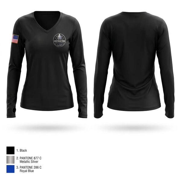 Womens Long Sleeve Vneck Shirt, SAC Police Instructor, Police, Teamtime, Team time, sublimation, custom sports apparel, team uniforms, spirit wear, spiritwear, sports uniforms, custom shirts, team store, custom team store, fundraiser sports, apparel fundraiser