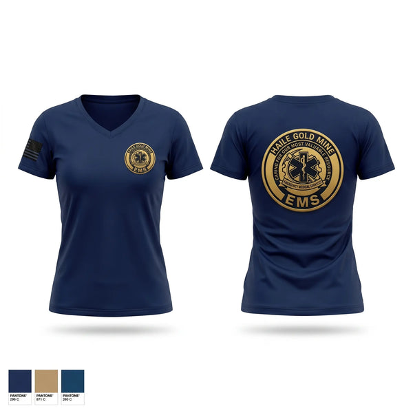 Womens Short Sleeve Vneck Shirt, Haile Gold Mine EMS, EMS/EMT, Teamtime, Team time, sublimation, custom sports apparel, team uniforms, spirit wear, spiritwear, sports uniforms, custom shirts, team store, custom team store, fundraiser sports, apparel fundraiser