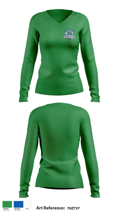 Emerald High Swim Aeroaunts 14114114 Women's Long Sleeve V-neck Shirt - 2
