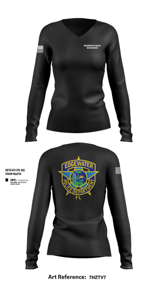 Womens Long Sleeve Vneck Shirt, Edgewater Police Department, Police, Teamtime, Team time, sublimation, custom sports apparel, team uniforms, spirit wear, spiritwear, sports uniforms, custom shirts, team store, custom team store, fundraiser sports, apparel fundraiser