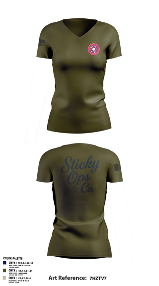 Womens Short Sleeve Vneck Shirt, STICKY OPS & CO., , Teamtime, Team time, sublimation, custom sports apparel, team uniforms, spirit wear, spiritwear, sports uniforms, custom shirts, team store, custom team store, fundraiser sports, apparel fundraiser