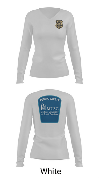 Womens Long Sleeve Vneck Shirt, MUSC POLICE, Police, Teamtime, Team time, sublimation, custom sports apparel, team uniforms, spirit wear, spiritwear, sports uniforms, custom shirts, team store, custom team store, fundraiser sports, apparel fundraiser