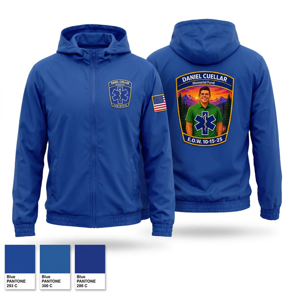 Windbreaker, Daniel Cuellar Memorial Fund, EMS/EMT, Teamtime, Team time, sublimation, custom sports apparel, team uniforms, spirit wear, spiritwear, sports uniforms, custom shirts, team store, custom team store, fundraiser sports, apparel fundraiser