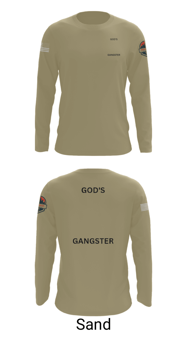 Long Sleeve Performance Shirt, GOD'S GANGSTER, Baseball, Teamtime, Team time, sublimation, custom sports apparel, team uniforms, spirit wear, spiritwear, sports uniforms, custom shirts, team store, custom team store, fundraiser sports, apparel fundraiser