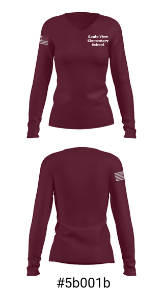 Women's Long Sleeve Vneck Shirt, Eagle View Elementary School, Spirit Store, Teamtime, Team time, sublimation, custom sports apparel, team uniforms, spirit wear, spiritwear, sports uniforms, custom shirts, team store, custom team store, fundraiser sports, apparel fundraiser