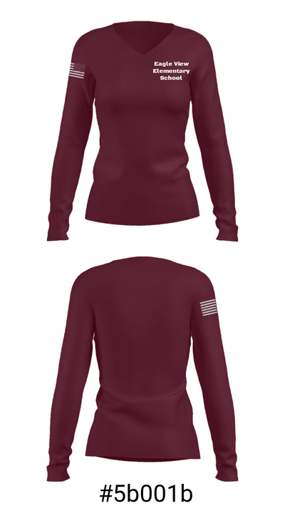 Eagle View Elementary School 52180619 Women's Long Sleeve V-neck Shirt - 20