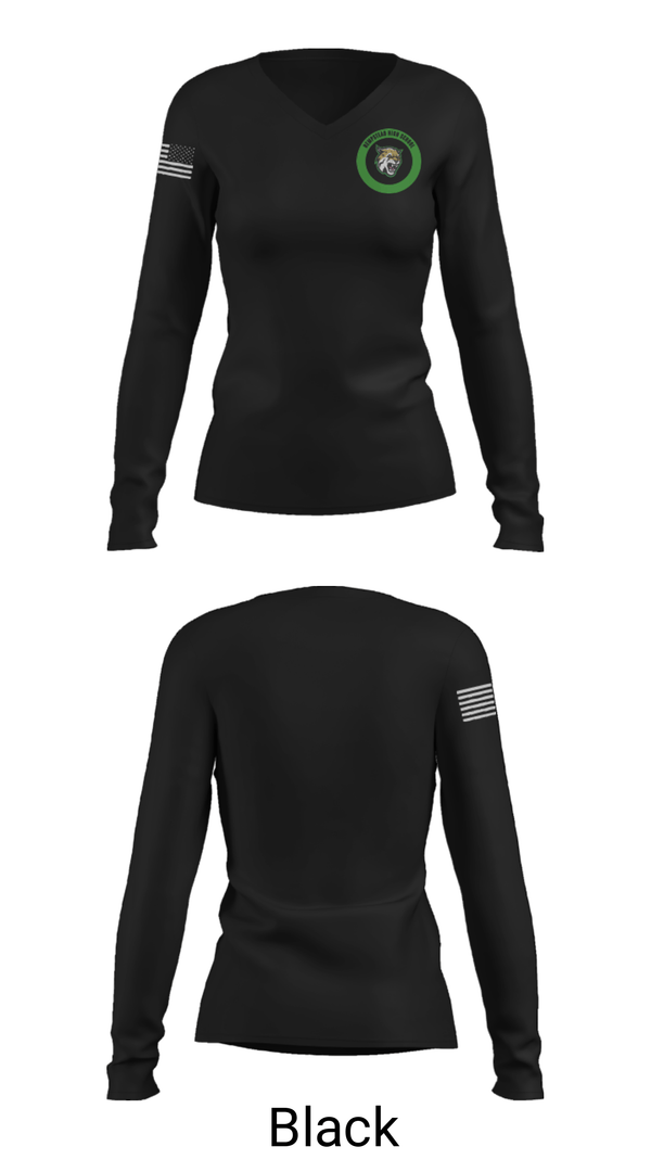Women's Long Sleeve Vneck Shirt, Hempstead High School, Spirit Store, Teamtime, Team time, sublimation, custom sports apparel, team uniforms, spirit wear, spiritwear, sports uniforms, custom shirts, team store, custom team store, fundraiser sports, apparel fundraiser