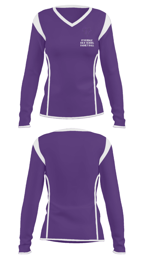Women's Long Sleeve Vneck Shirt, Stockdale High School Basketball, Women's Basketball, Teamtime, Team time, sublimation, custom sports apparel, team uniforms, spirit wear, spiritwear, sports uniforms, custom shirts, team store, custom team store, fundraiser sports, apparel fundraiser