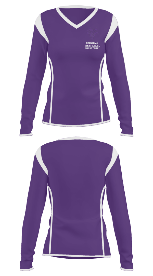 Women's Long Sleeve Vneck Shirt, Stockdale High School Basketball, Women's Basketball, Teamtime, Team time, sublimation, custom sports apparel, team uniforms, spirit wear, spiritwear, sports uniforms, custom shirts, team store, custom team store, fundraiser sports, apparel fundraiser
