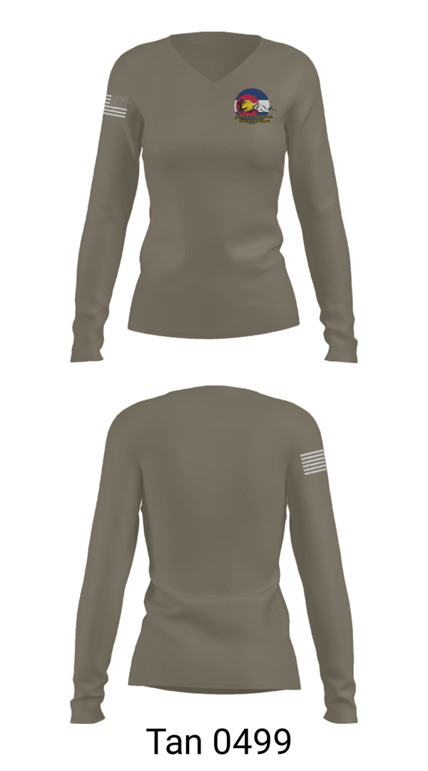 Women's Long Sleeve Vneck Shirt, Colorado National Guard Biathlon Team, National Guard, Teamtime, Team time, sublimation, custom sports apparel, team uniforms, spirit wear, spiritwear, sports uniforms, custom shirts, team store, custom team store, fundraiser sports, apparel fundraiser