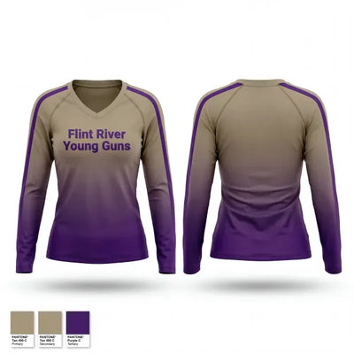 Flint River Young Guns 66786633 Women's Long Sleeve V-neck Shirt - 1