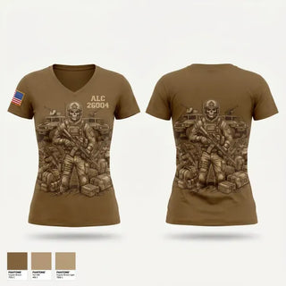 Womens Short Sleeve Vneck Shirt, ALC 26-004, Army, Teamtime, Team time, sublimation, custom sports apparel, team uniforms, spirit wear, spiritwear, sports uniforms, custom shirts, team store, custom team store, fundraiser sports, apparel fundraiser