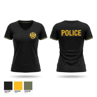 Womens Short Sleeve Vneck Shirt, Mounds PD, Police, Teamtime, Team time, sublimation, custom sports apparel, team uniforms, spirit wear, spiritwear, sports uniforms, custom shirts, team store, custom team store, fundraiser sports, apparel fundraiser