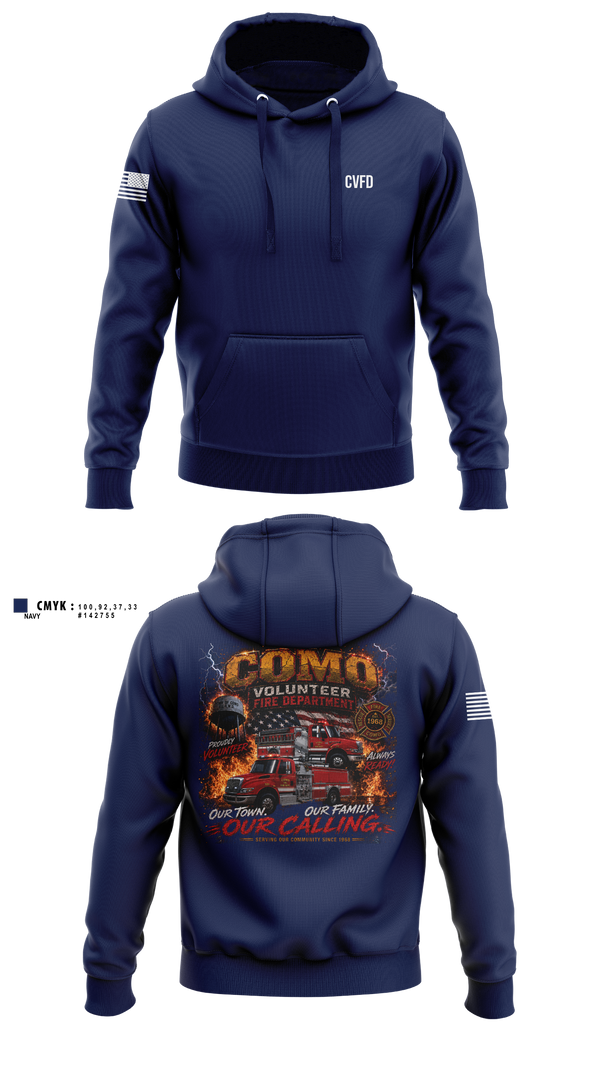 Hoodie, Como Volunteer Fire Department, Fire Department, Teamtime, Team time, sublimation, custom sports apparel, team uniforms, spirit wear, spiritwear, sports uniforms, custom shirts, team store, custom team store, fundraiser sports, apparel fundraiser