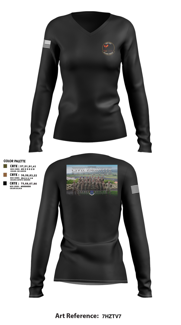 Womens Long Sleeve Vneck Shirt, 118th CES, Air Force, Teamtime, Team time, sublimation, custom sports apparel, team uniforms, spirit wear, spiritwear, sports uniforms, custom shirts, team store, custom team store, fundraiser sports, apparel fundraiser