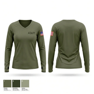 Womens Long Sleeve Vneck Shirt, ADART, National Guard, Teamtime, Team time, sublimation, custom sports apparel, team uniforms, spirit wear, spiritwear, sports uniforms, custom shirts, team store, custom team store, fundraiser sports, apparel fundraiser