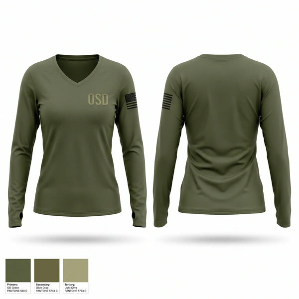 Womens Long Sleeve Vneck Shirt, OSD, Police, Teamtime, Team time, sublimation, custom sports apparel, team uniforms, spirit wear, spiritwear, sports uniforms, custom shirts, team store, custom team store, fundraiser sports, apparel fundraiser