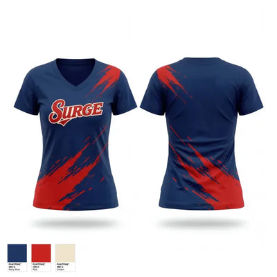 Fountain Valley Pony Baseball 56696094 Women's Short Sleeve V-neck Shirt - 1