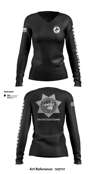 Womens Long Sleeve Vneck Shirt, Clovis Police Department General Investigations Division, Police, Teamtime, Team time, sublimation, custom sports apparel, team uniforms, spirit wear, spiritwear, sports uniforms, custom shirts, team store, custom team store, fundraiser sports, apparel fundraiser