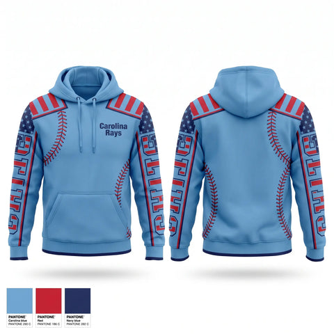 Hoodie, Carolina Rays, Baseball, Teamtime, Team time, sublimation, custom sports apparel, team uniforms, spirit wear, spiritwear, sports uniforms, custom shirts, team store, custom team store, fundraiser sports, apparel fundraiser