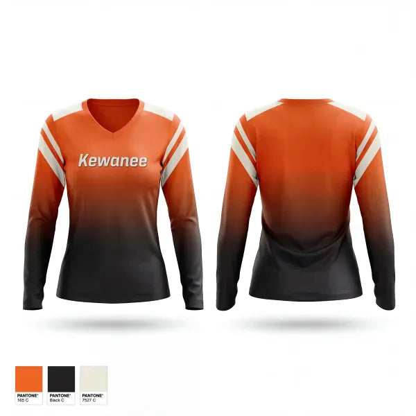 Womens Long Sleeve Vneck Shirt, Kewanee, Women's Basketball, Teamtime, Team time, sublimation, custom sports apparel, team uniforms, spirit wear, spiritwear, sports uniforms, custom shirts, team store, custom team store, fundraiser sports, apparel fundraiser