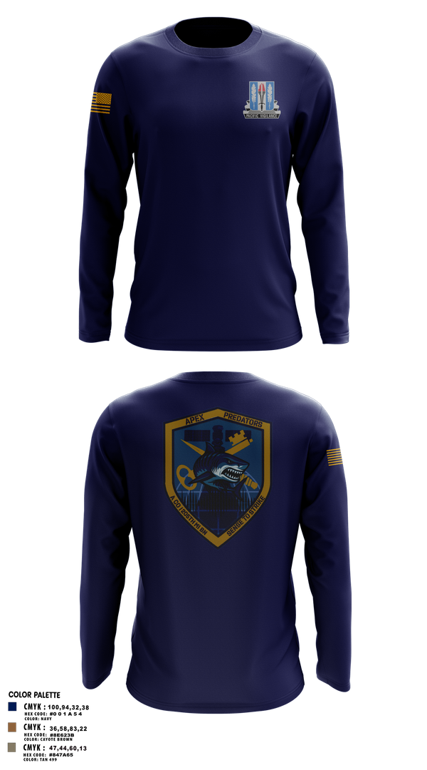 Long Sleeve Performance Shirt, Alpha Company, 205th MI BN, Army, Teamtime, Team time, sublimation, custom sports apparel, team uniforms, spirit wear, spiritwear, sports uniforms, custom shirts, team store, custom team store, fundraiser sports, apparel fundraiser