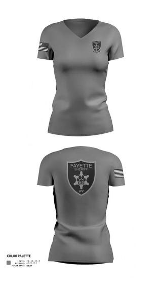Womens Short Sleeve Vneck Shirt, Fayette County Sheriff WV, Police, Teamtime, Team time, sublimation, custom sports apparel, team uniforms, spirit wear, spiritwear, sports uniforms, custom shirts, team store, custom team store, fundraiser sports, apparel fundraiser