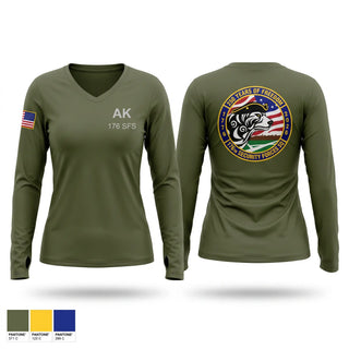 Womens Long Sleeve Vneck Shirt, 176 SFS, National Guard, Teamtime, Team time, sublimation, custom sports apparel, team uniforms, spirit wear, spiritwear, sports uniforms, custom shirts, team store, custom team store, fundraiser sports, apparel fundraiser