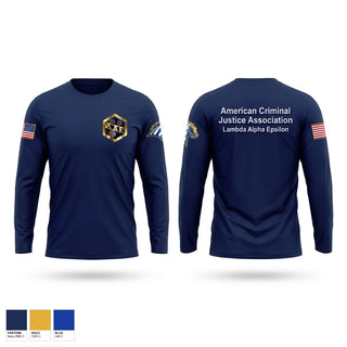 Long Sleeve Performance Shirt, American Criminal Justice Association, Police, Teamtime, Team time, sublimation, custom sports apparel, team uniforms, spirit wear, spiritwear, sports uniforms, custom shirts, team store, custom team store, fundraiser sports, apparel fundraiser