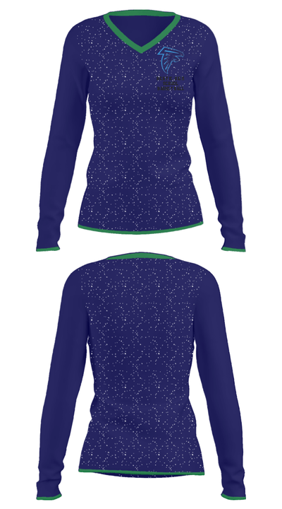 Bertie High School Basketball 25327605 Women's Long Sleeve V-neck Shirt - 34