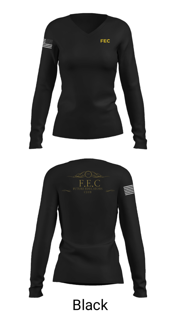 Women's Long Sleeve Vneck Shirt, FEC club, , Teamtime, Team time, sublimation, custom sports apparel, team uniforms, spirit wear, spiritwear, sports uniforms, custom shirts, team store, custom team store, fundraiser sports, apparel fundraiser