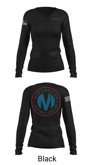 Women's Long Sleeve Vneck Shirt, Martirosian Heating and Cooling, , Teamtime, Team time, sublimation, custom sports apparel, team uniforms, spirit wear, spiritwear, sports uniforms, custom shirts, team store, custom team store, fundraiser sports, apparel fundraiser