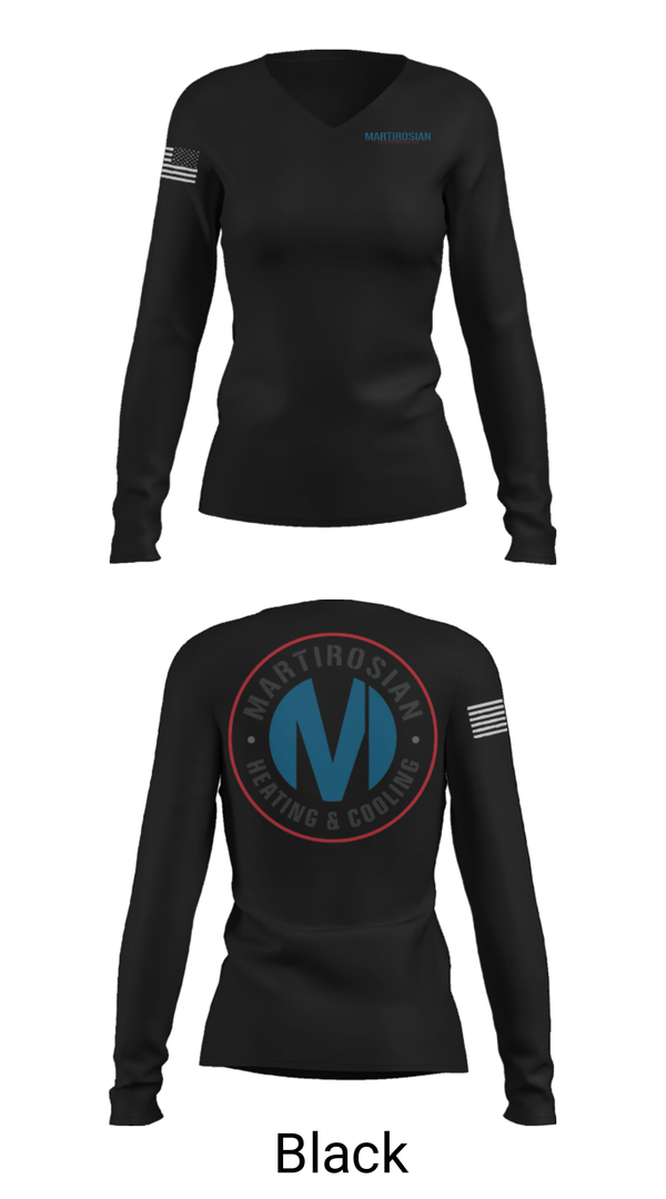Women's Long Sleeve Vneck Shirt, Martirosian Heating and Cooling, , Teamtime, Team time, sublimation, custom sports apparel, team uniforms, spirit wear, spiritwear, sports uniforms, custom shirts, team store, custom team store, fundraiser sports, apparel fundraiser