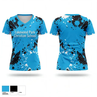 Womens Short Sleeve Vneck Shirt, Lakewood Park Christian School, Women's Soccer, Teamtime, Team time, sublimation, custom sports apparel, team uniforms, spirit wear, spiritwear, sports uniforms, custom shirts, team store, custom team store, fundraiser sports, apparel fundraiser