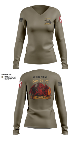Womens Long Sleeve Vneck Shirt, Custom, Army, Teamtime, Team time, sublimation, custom sports apparel, team uniforms, spirit wear, spiritwear, sports uniforms, custom shirts, team store, custom team store, fundraiser sports, apparel fundraiser