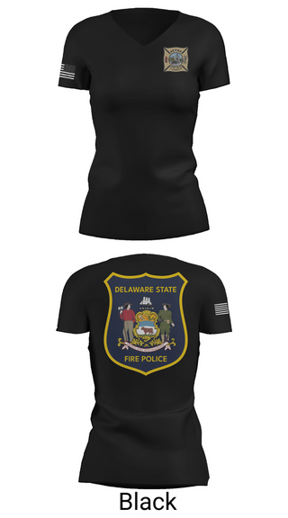 Womens Short Sleeve Vneck Shirt, Delaware State Fire Police, Police, Teamtime, Team time, sublimation, custom sports apparel, team uniforms, spirit wear, spiritwear, sports uniforms, custom shirts, team store, custom team store, fundraiser sports, apparel fundraiser