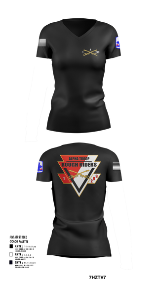 Womens Short Sleeve Vneck Shirt, A Troop, 1st squadron-299th Calvary Regiment, , Teamtime, Team time, sublimation, custom sports apparel, team uniforms, spirit wear, spiritwear, sports uniforms, custom shirts, team store, custom team store, fundraiser sports, apparel fundraiser
