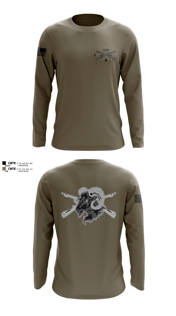 Long Sleeve Performance Shirt, Blacksheep Company, 1-112th Infantry, Army, Teamtime, Team time, sublimation, custom sports apparel, team uniforms, spirit wear, spiritwear, sports uniforms, custom shirts, team store, custom team store, fundraiser sports, apparel fundraiser